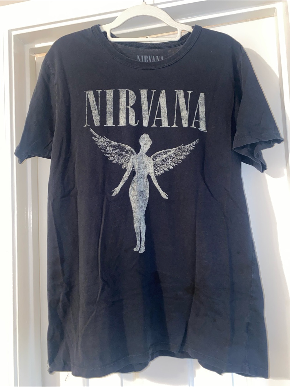 Free People Black Nirvana Angel Graphic Tee